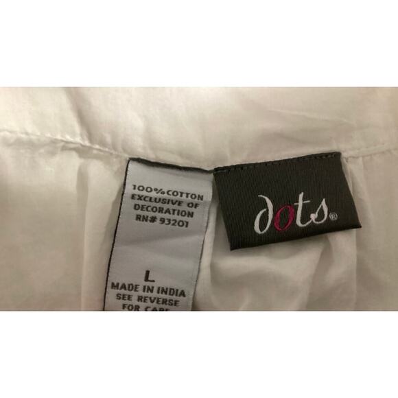 DOTS white peasant-style black embroidery square neckline Large - Picture 4 of 4